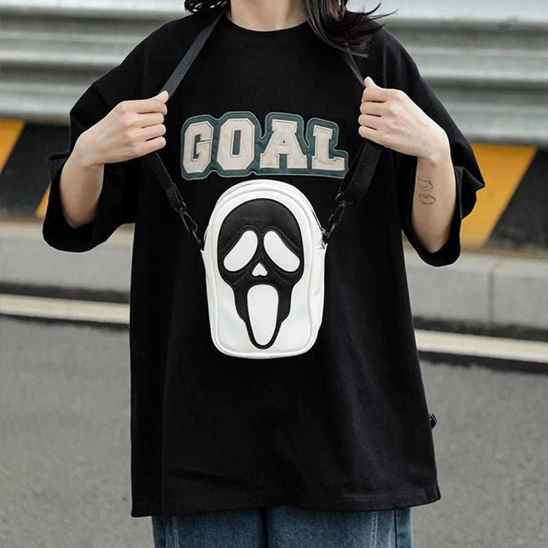 Y2K Vintage Schultertasche: Halloween-Lustige und niedliche Teufel- und Geistertasche, Damenhandtasche mit Reißverschluss, PU-Leder, Crossbody-Tasche für Frauen.