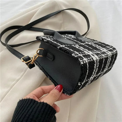 Mini-Handtasche für Damen, Damentasche, modisches Karomuster, Umhängetasche, Umhängetasche, leichte, schlichte, elegante Tragetasche