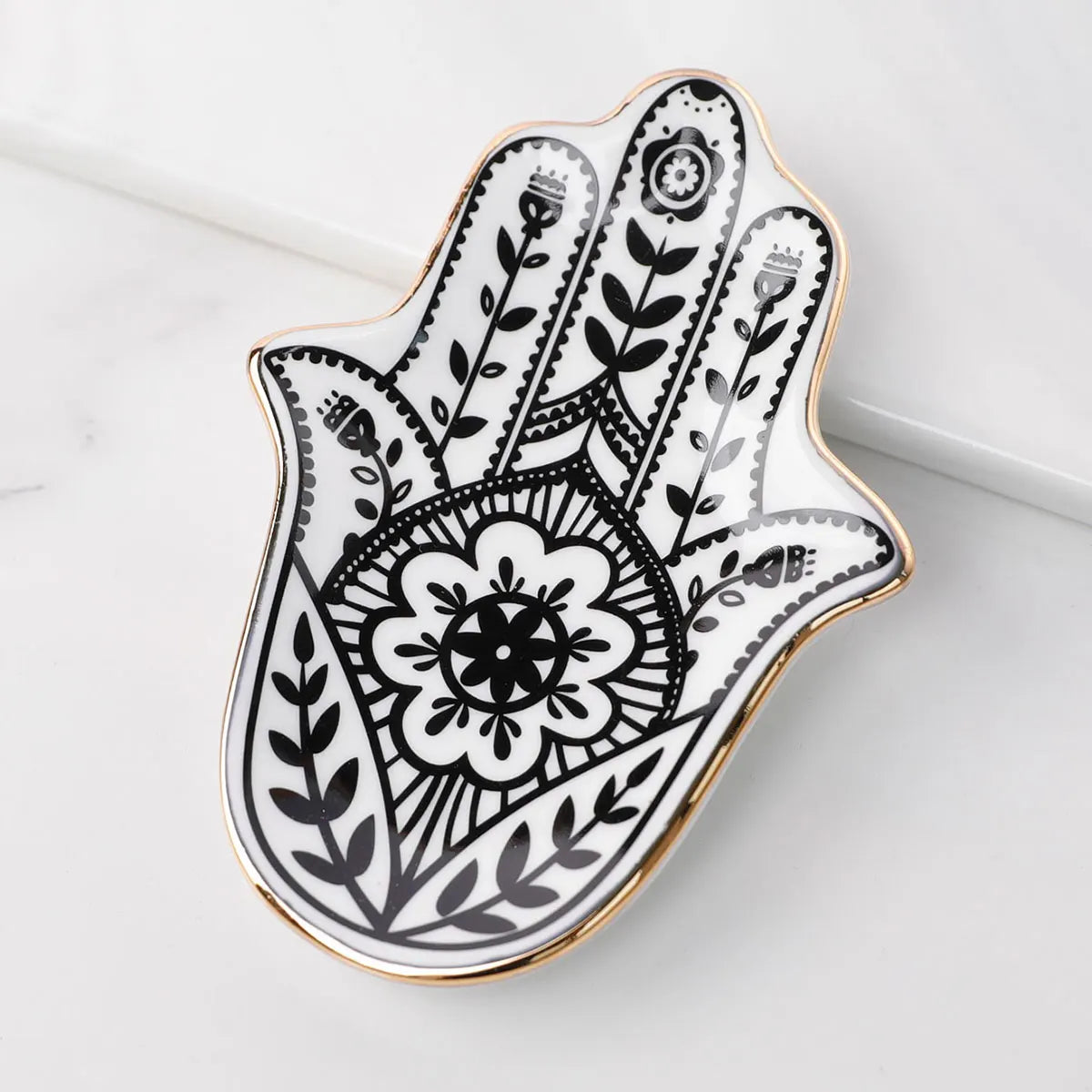 Keramik Hand Schmuckschale, kleines Schmucktablett, dekorativer Teller, Hamsa Hand, Kunsthandwerk Dekoration, Europa