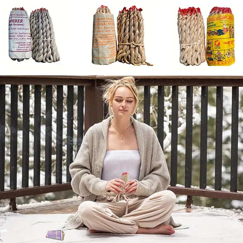 40 Wurzeln handgefertigtes Kräuterseil natürliche nepalesische traditionelle weiße Salbei -Dufttempel Innen Yoga Linie Weihrauch lindern Geist