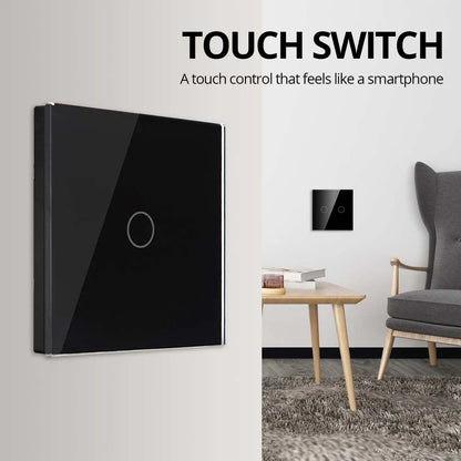 Wallpad 1/2/3 Gang 1/2 Wege EU Touch Schalter Weiß Schwarz Gold Glasscheibe Wandleuchte Sensor Taste mit LED AC110-220V