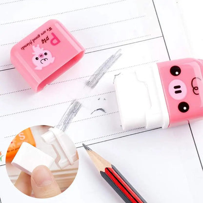 6 Stück süßer Bleistiftradierer, Cartoon Tier Thema Walze bunter Rechteck Radiergummi, Bleistift Gummi Radiergummi für Kinder Schule Büro s
