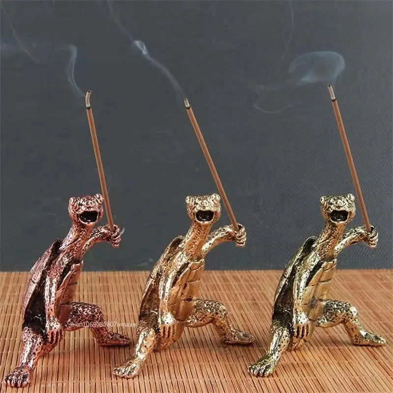 Mini Schildkröte Form Räucherstäbchen Räuchergefäß Sandelholz Stabhalter Vintage Bronze Tier Räucherstäbchen Halter Brenner Ständer Geschenk Home Schreibtisch Dekor