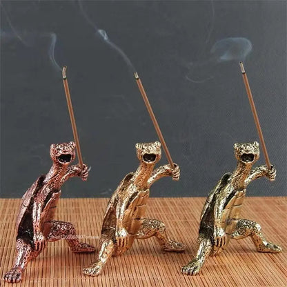 Mini Schildkröte Form Räucherstäbchen Räuchergefäß Sandelholz Stabhalter Vintage Bronze Tier Räucherstäbchen Halter Brenner Ständer Geschenk Home Schreibtisch Dekor
