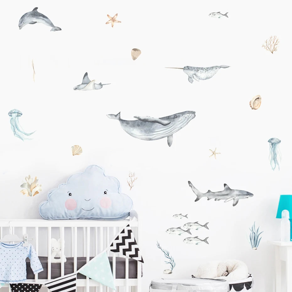 wal-hai-delfin-seestern-qualle-aquarell-wandaufkleber-abnehmbare-vinyl-wandtattoo-wandbild-kinderzimmer-kinderzimmer-wohnkultur