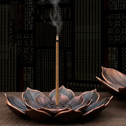 Neue 1 Stk. Legierung Räucherstäbchenhalter – Buddhismus Lotus Weihrauchbrenner, Bronze Nasturtium Räuchergefäß