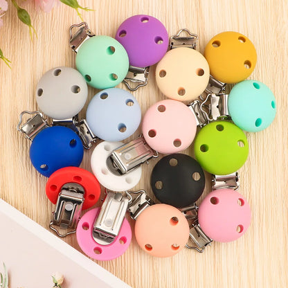 Kovict 3/5pcs 30mm/35mm Baby Silikon Clips Runde Form Pacifer Clips DIY Pacifer Kette für die Schmuckherstellung Bulk Crafts Großhandel