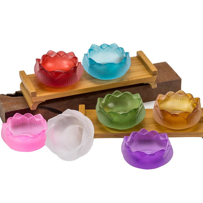 Sieben Farben Kristall Räucherstäbchen Brenner Glas Lotus Kerzenhalter Kunsthandwerk Dekoration für Zuhause Buddha Mini Zen Kegel Räuchergefäß