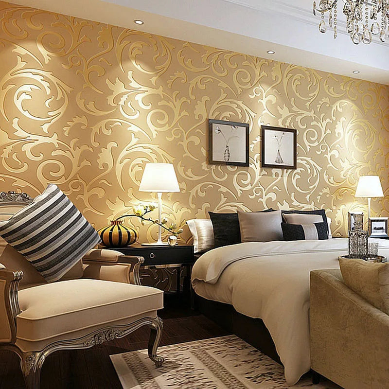 3D Grau Viktorianisch Damast Prägung Tapete Rolle Wohnkultur Wohnzimmer Schlafzimmer Wandverkleidungen Silber Floral Luxus Tapete