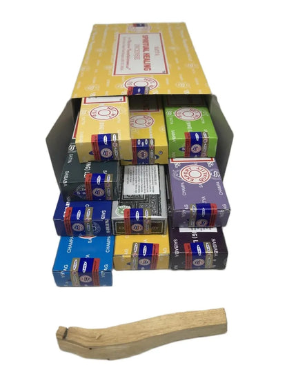 Weihrauch verschiedene Satya Verschiedene Duftstoffe + Palo Santo und Tablet Brenner Geschenkmeditation + NAG Champa + Agarbatti Goloka natürliche handgefertigte Therapien + Vanille + Sandelholz werden 10 verschiedene Kisten